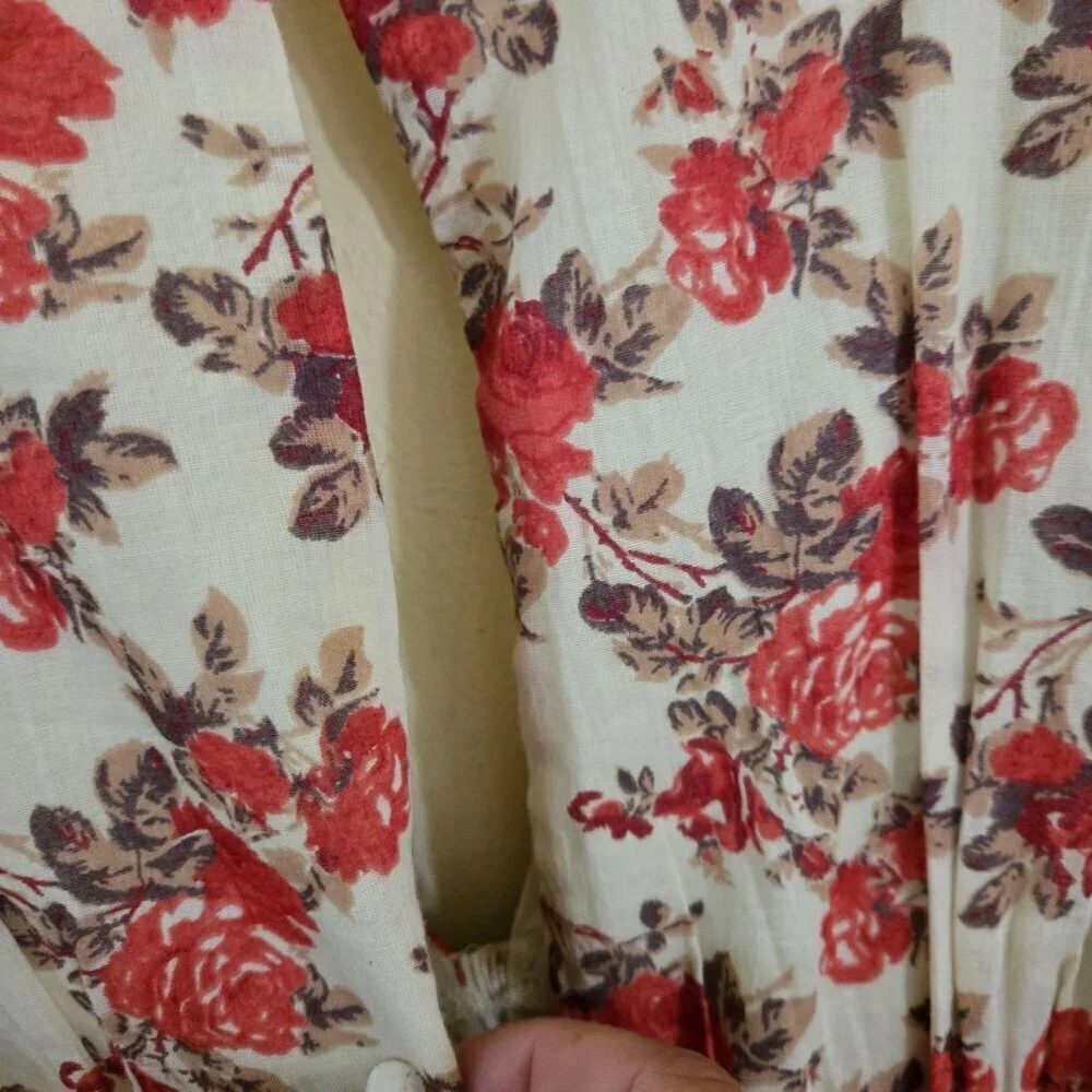 Free People Keep You Smocked Mini Dress Long Balloon Sleeve V Neck Size M